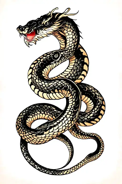 Japanese Snake Intertwined