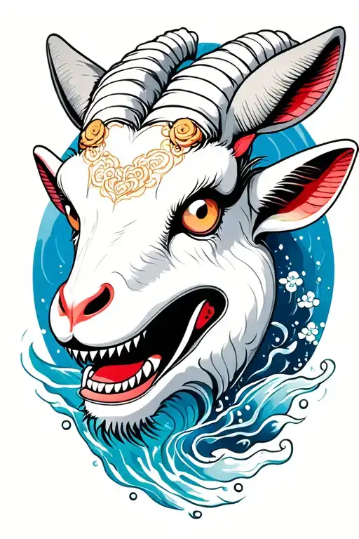 Japanese Water Goat Mask Surrounded