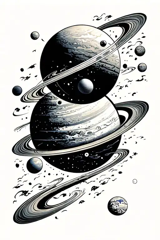 Space Theme Planets Orbiting