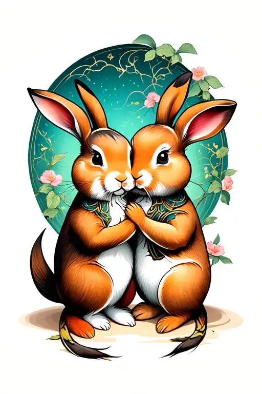 2 Rabbits Playing Together