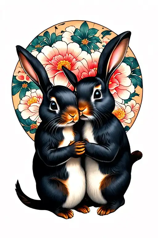 2 Rabbits Playing Together