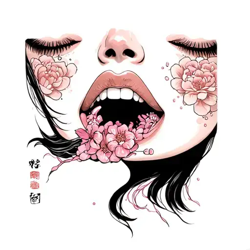 Naked Woman With Sperm In The Feminine Mouth To