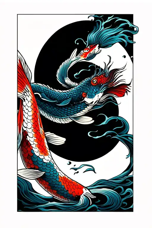 Japanese Style Sleeve Tattoo Featuring Koi And Snake