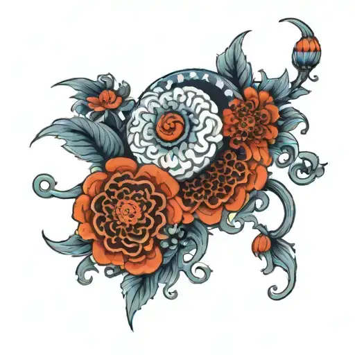 Arm Sleeve In The Style Of Blue And White Chinese Porcelain With A Fibonacci Spiral