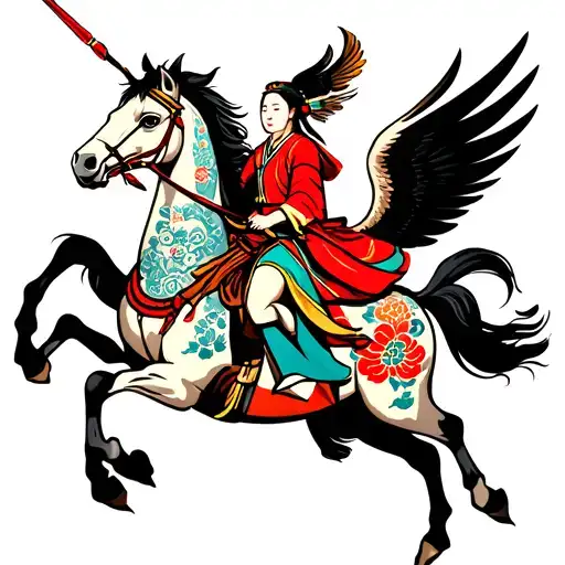 Archangel Riding A Srtong Horse Galloping
