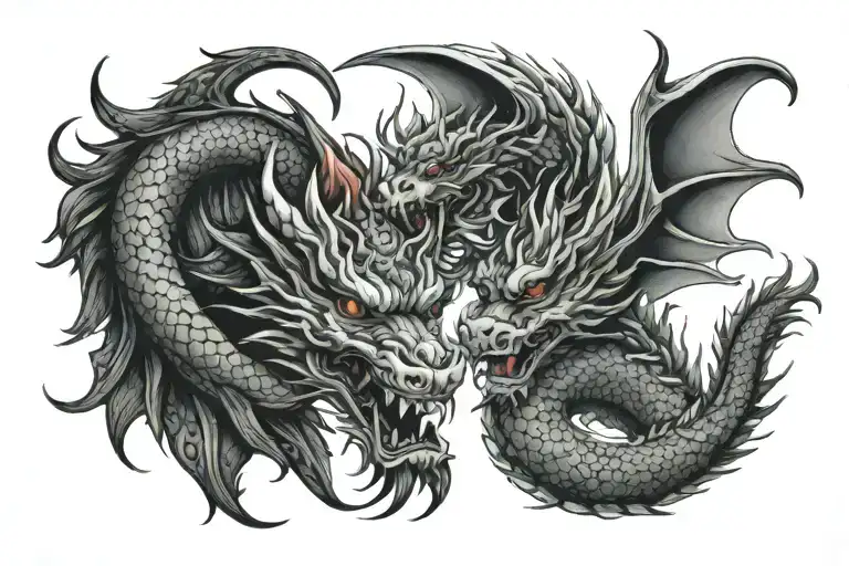 Angel And Dragon Face To Face