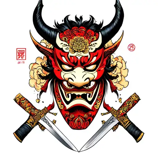 Sword Through Oni Mask