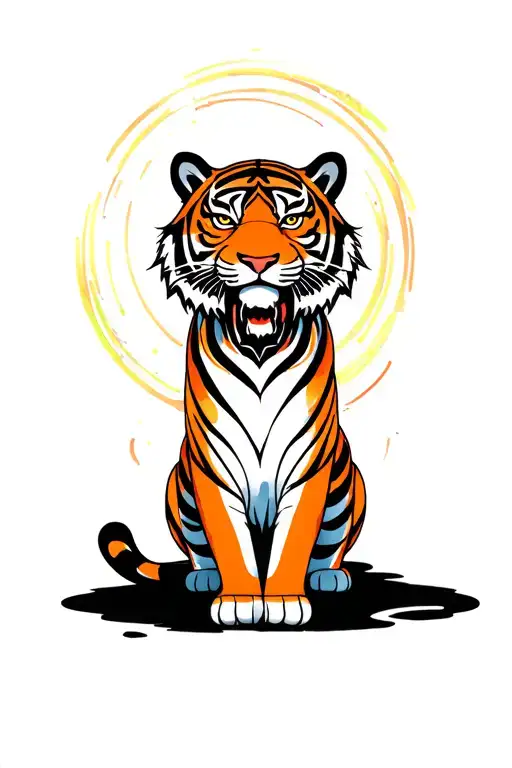 Tiger With Lights And Lines