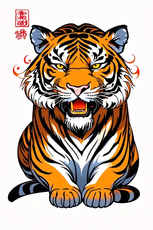 Tiger With Lights And Lines