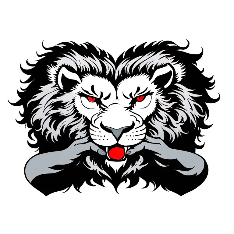 Lion Pawing At A Heart Through Skin