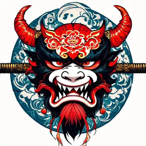 Oni Mask With Kyojuro Rengokus Sword