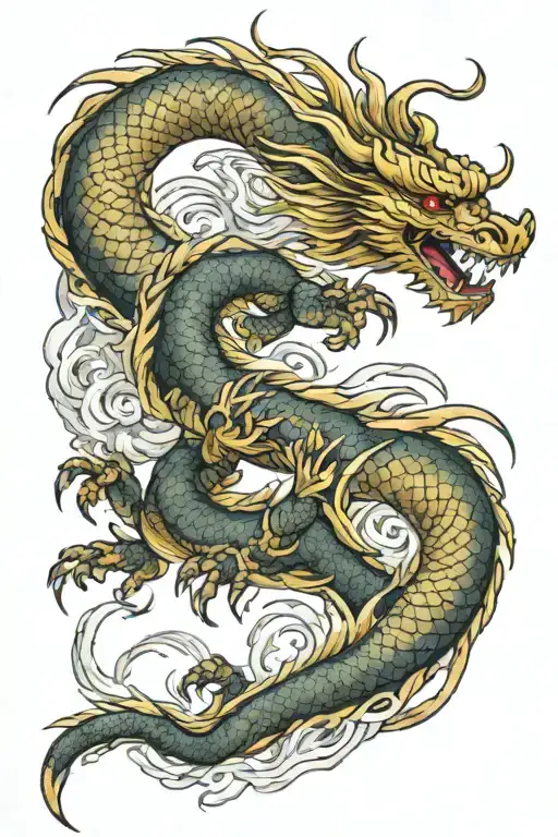 Japanese Golden Dragon Sleeve