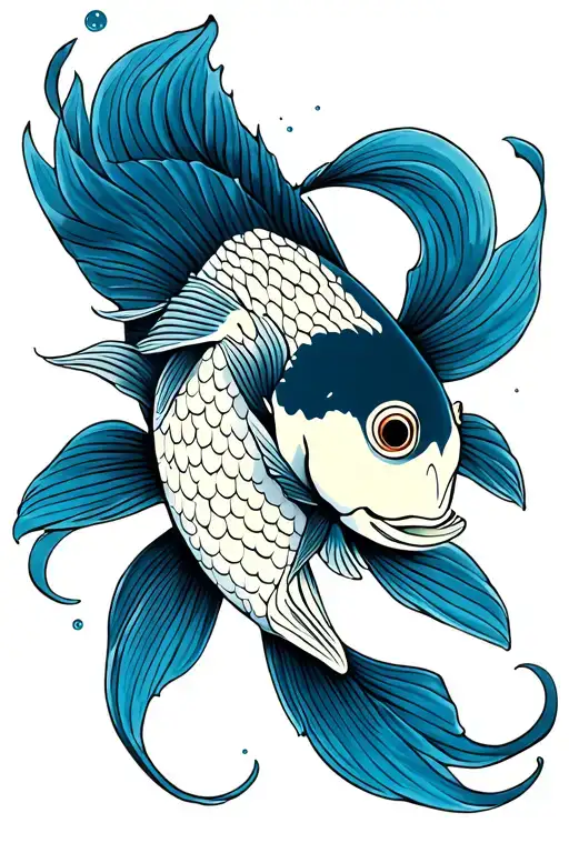 Japanese Fish Swimming Upstream