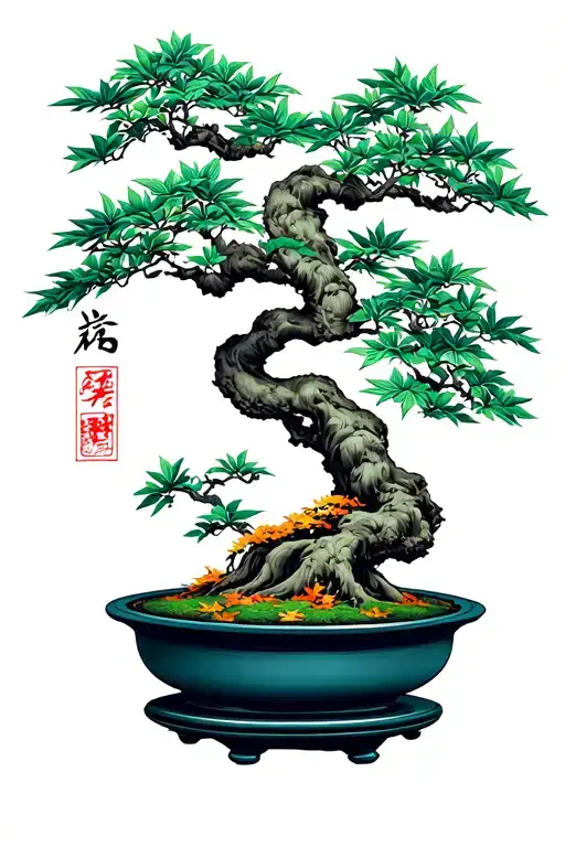 Japanese Maple Bonsai Tree In Fall