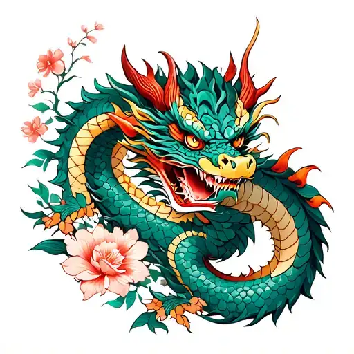 Dragon And Flowers