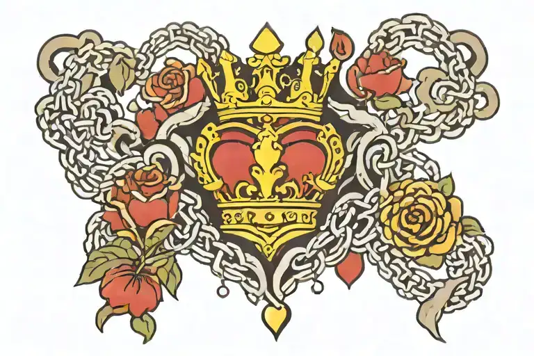 Crown Heart And Chain