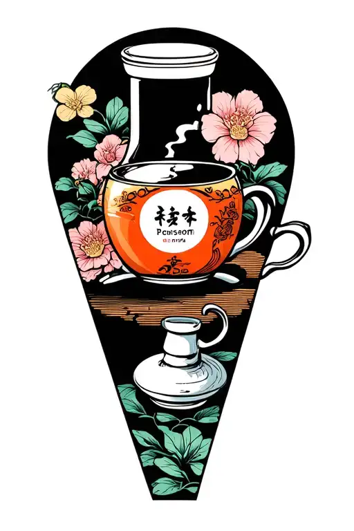 A Cup Of Tea And A Bottle Of Poison Next To It