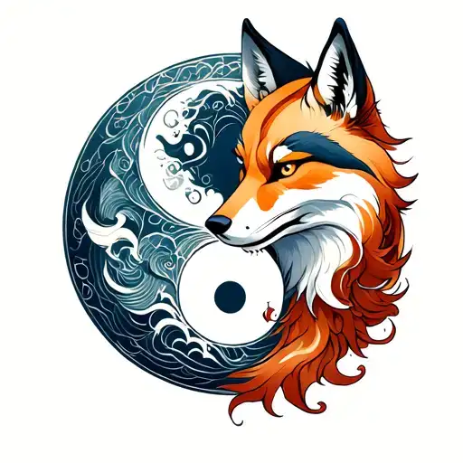 Wolf And Fox Yin Yang Symbol