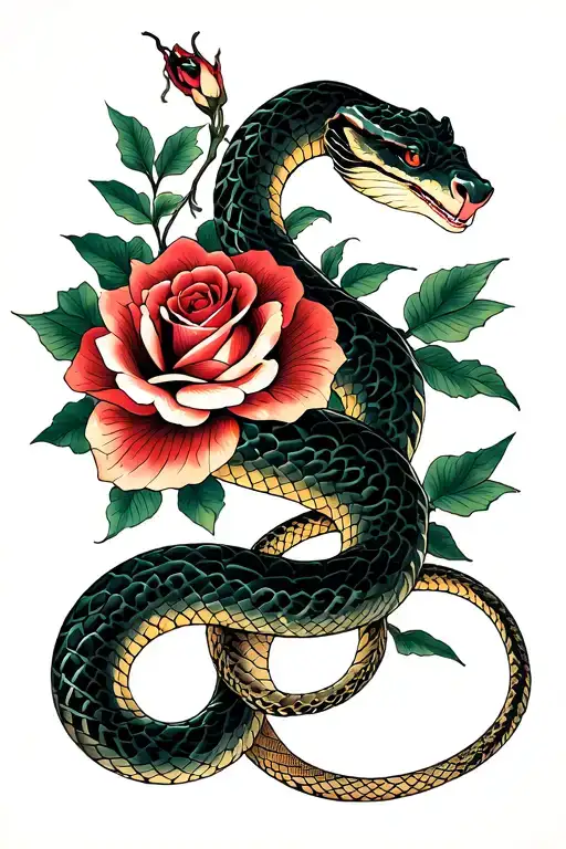 Snake And Roses