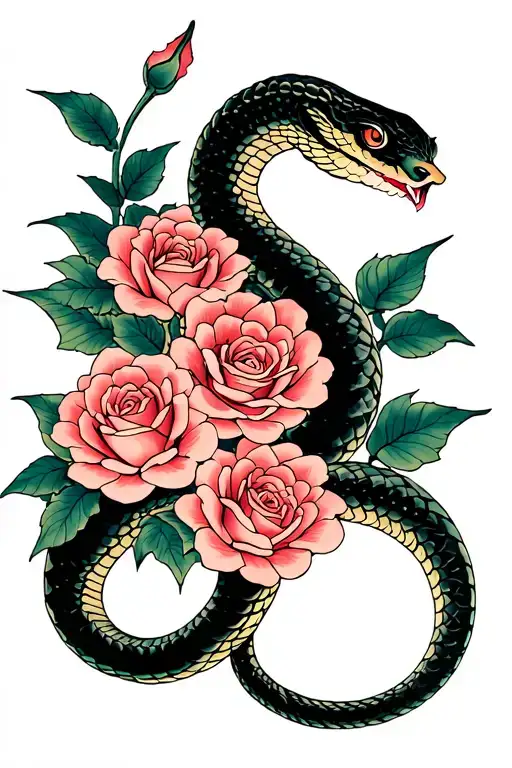 Snake And Roses