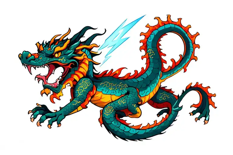 Dragon With Lightning And Virus