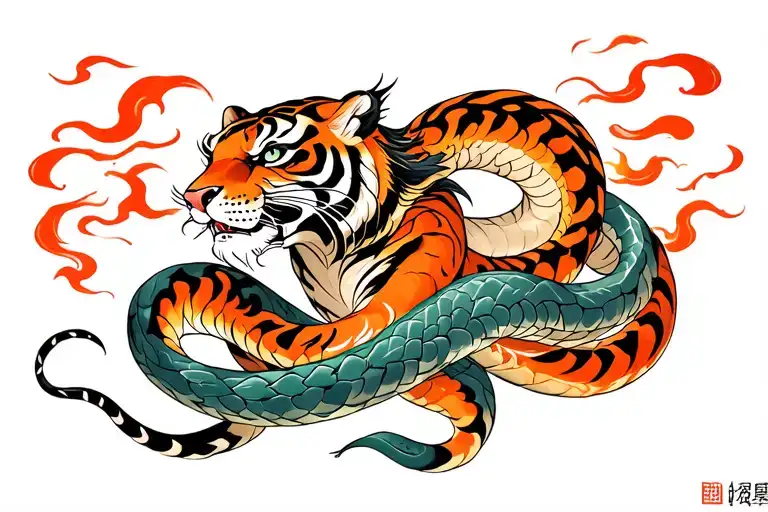 Fire Tiger And Earth Snake In Harmony