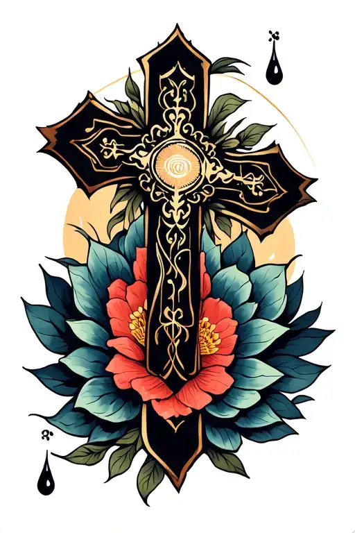 Religious Cross With Drop Shading