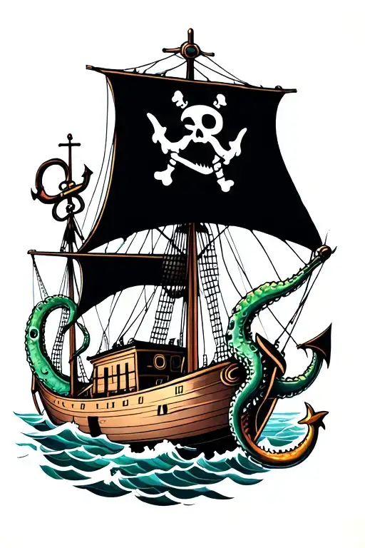 Kraken Pirate Ship And Anchor