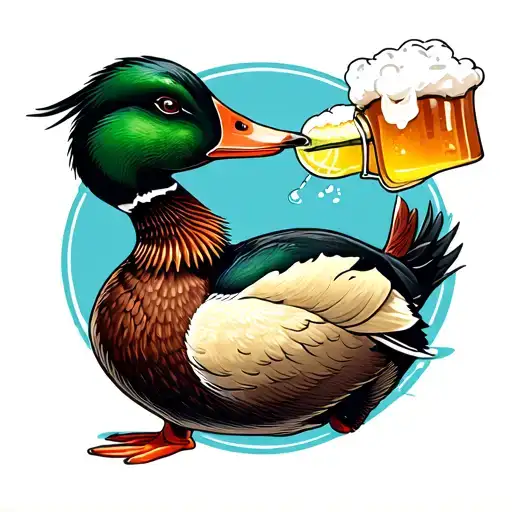 Duck Drinking Beer
