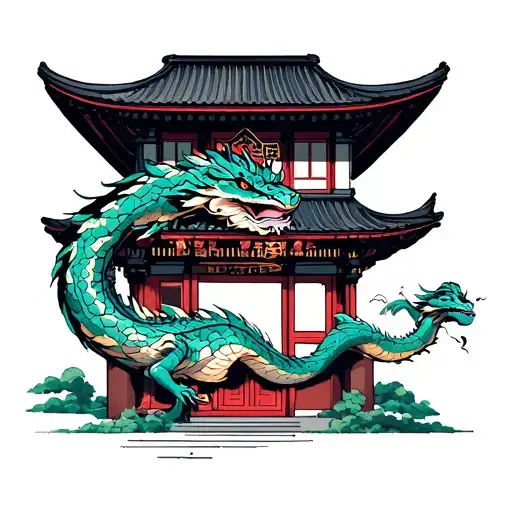 Raquaza Wrapping Round A Building