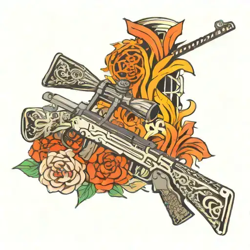 Movie Reel And Ak47 Rifle Surrounded