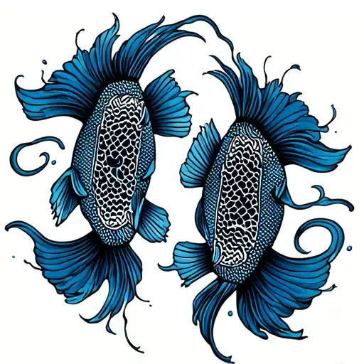 Two Koifishes With Long Tails Crycling Arou A Watch