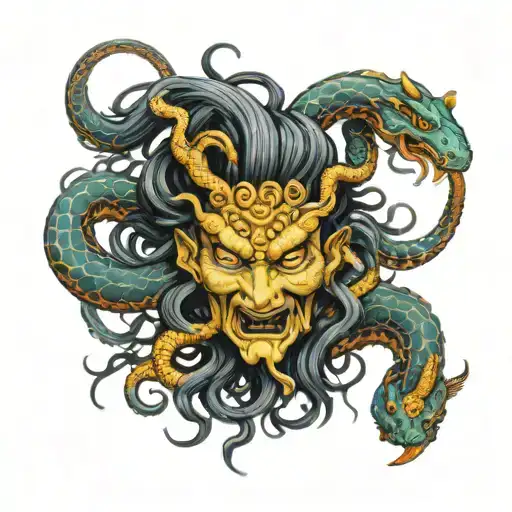 Medusa Head With Snakes Going All