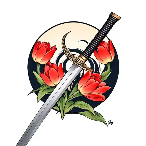 Katana With Tulips