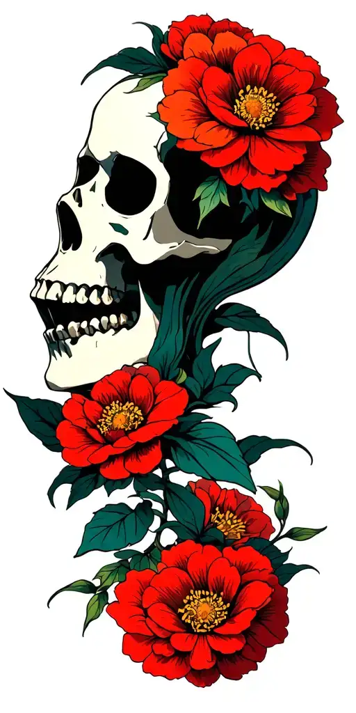 Skull An Flowers