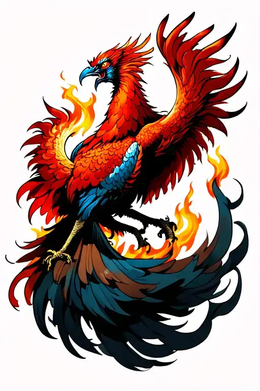 Angry Phoenix Rising From The Flames Left Arm Sleeve
