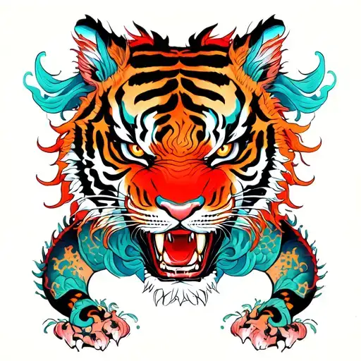 Japanese Dragon And Tiger Emerging