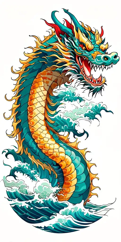 Chinese Dragon Ocean Scene