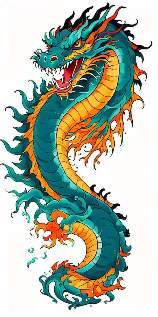 Chinese Dragon Ocean Scene