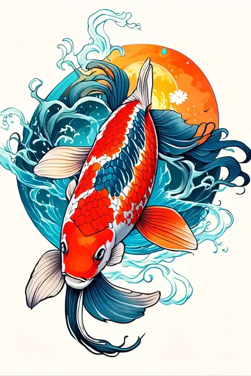 Koi Fish With The Background Universe