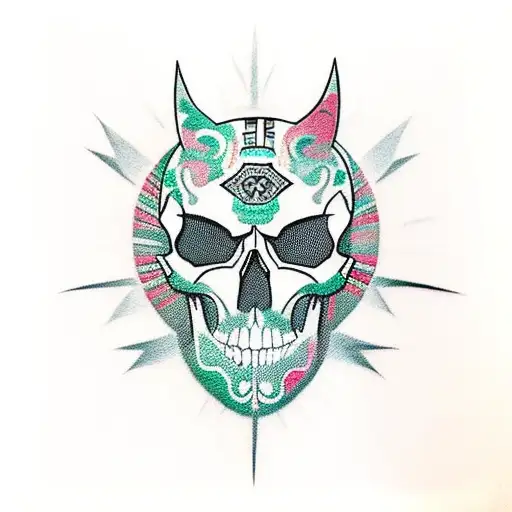 A Skull With A Hidden Batman Symbol Incorporated Into The Design