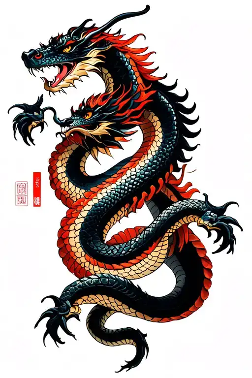 Snake And Dragon Intertwined
