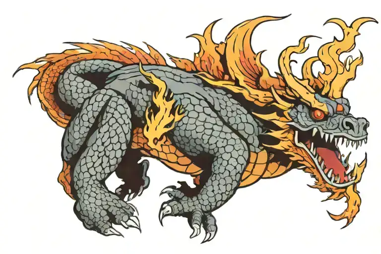 Dragon Head On My Left Hand Breathing Fire Through My Thumb And Index Finger