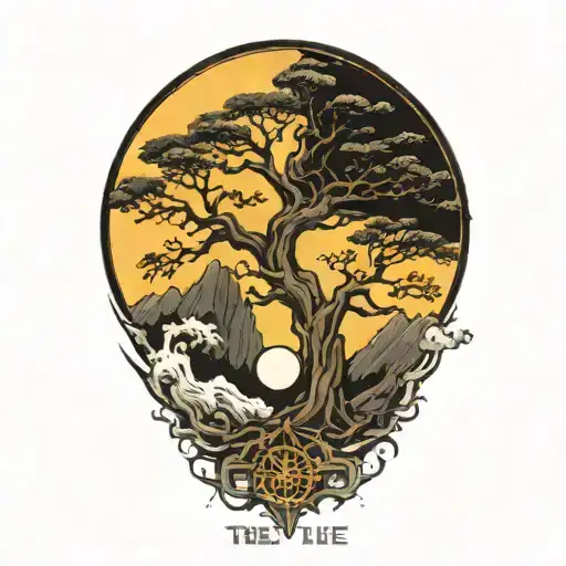 Tree Of Life And Sun And Moon