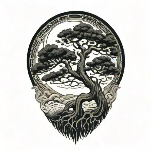 Tree Of Life And Sun And Moon