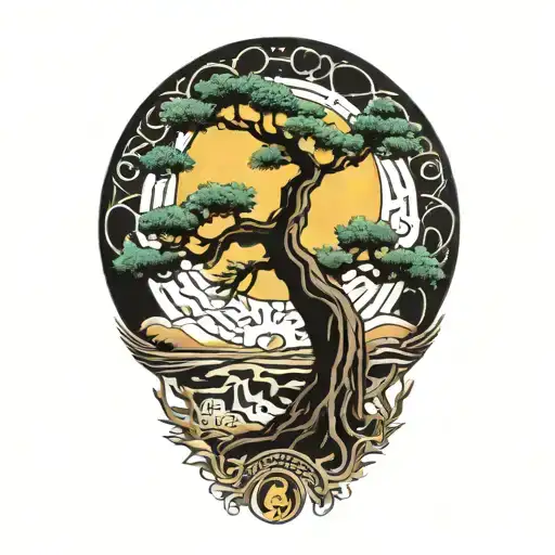 Tree Of Life And Sun And Moon