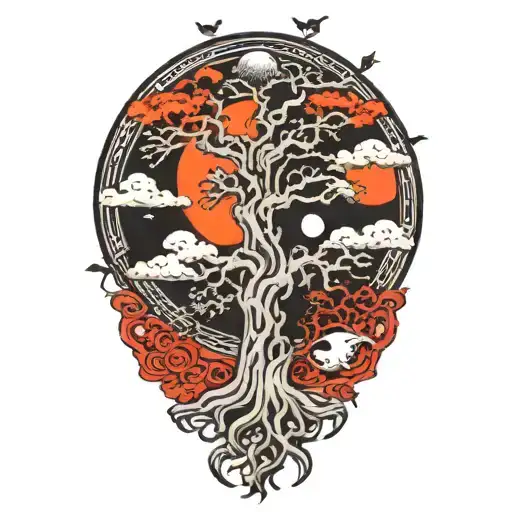 Tree Of Life And Sun And Moon