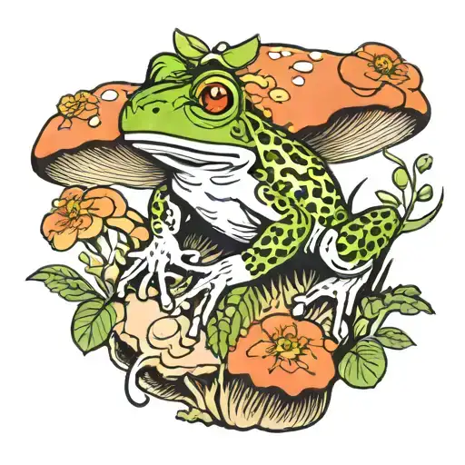Frog On A Mushroom
