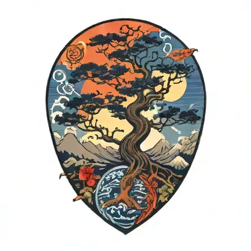 Tree Of Life And Sun And Moon