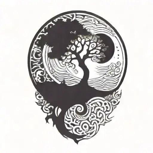 Tree Of Life And Sun And Moon